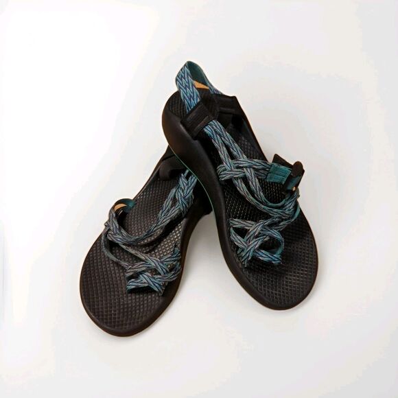 Chaco ZX2 Sandals Womens 9 Teal Purple Strappy Outdoor Hiking Open Toe - Picture 1 of 7